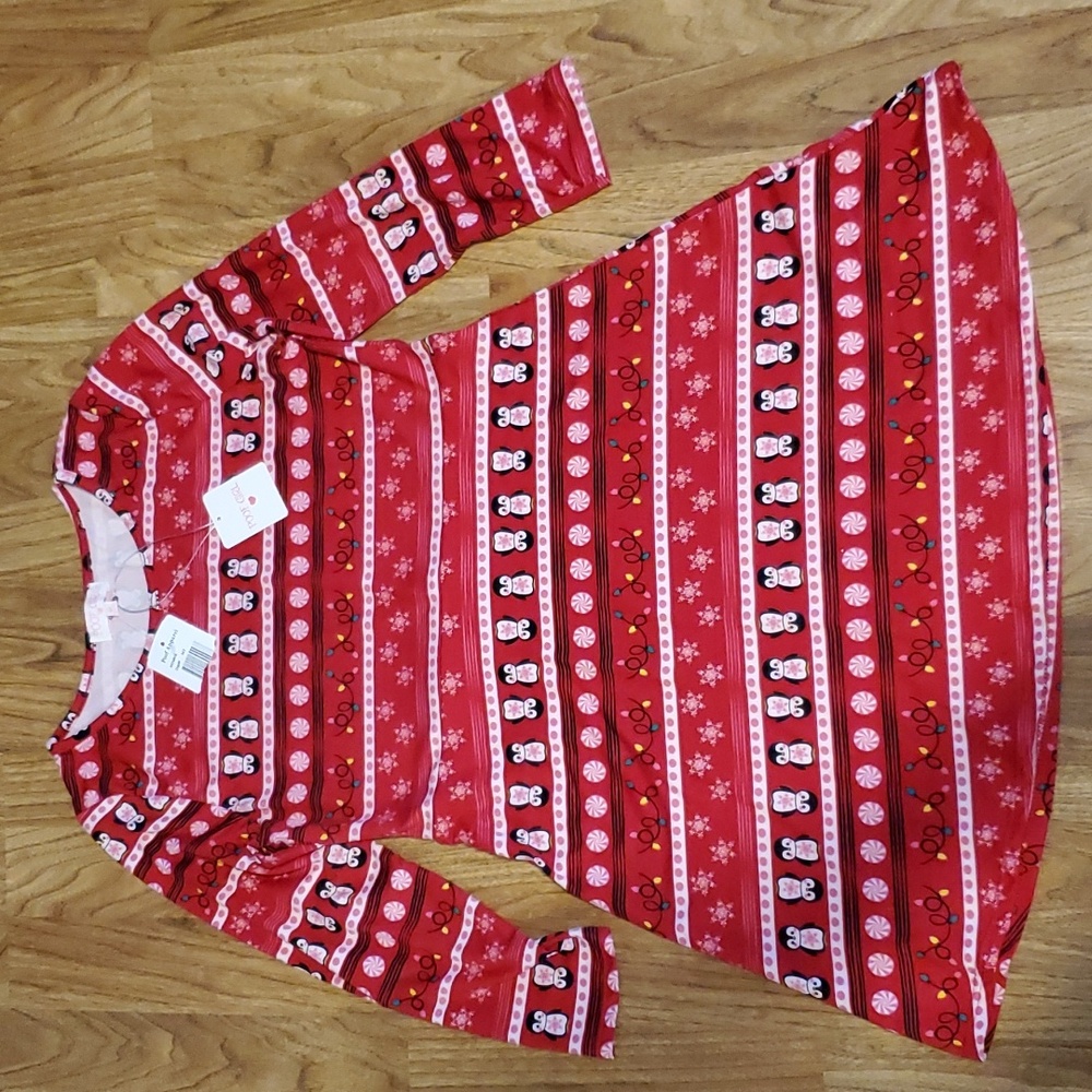 Poof Girl Christmas Dress NWT Holiday Penguins Lights Snowflakes Girls Size XL